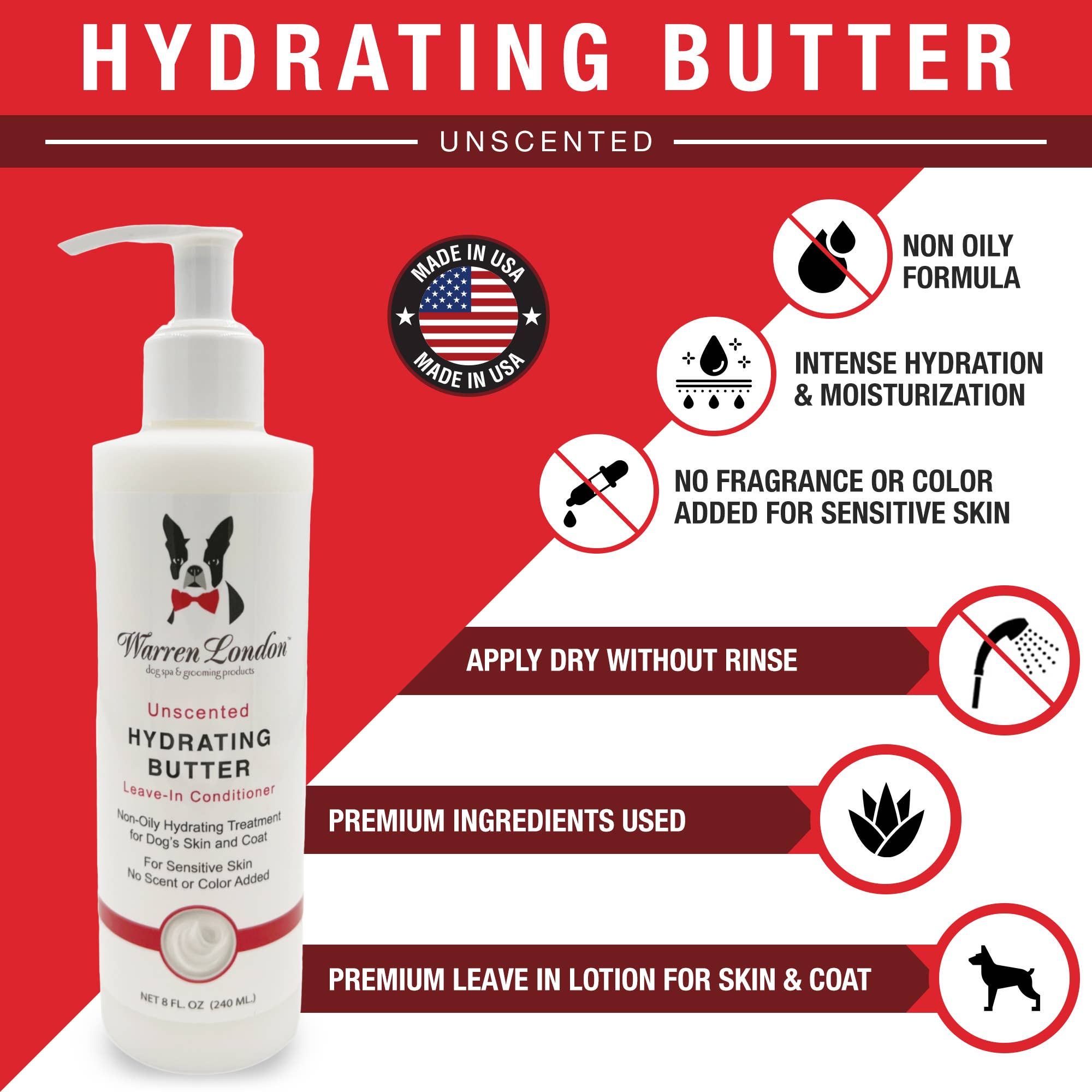 Warren London Dog Products - Hydrating Butter Leave-In Lotion - 3 Scents - 2 Sizes: Guava & Mango / 8oz